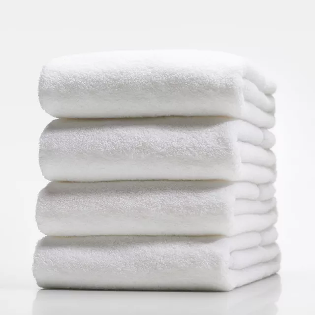 Set Of 2 New White Hospitality 100% Cotton Thick Hotel Quality Bath Towel