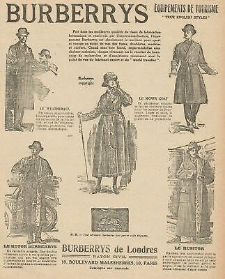 Y9428 BURBERRYS Vêtements 1918 Ancienne publicité Publicité ancienne 