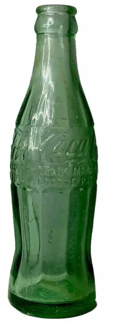 Vintage Embossed Coca Cola Bottle Green Glass Warren Ohio Rare