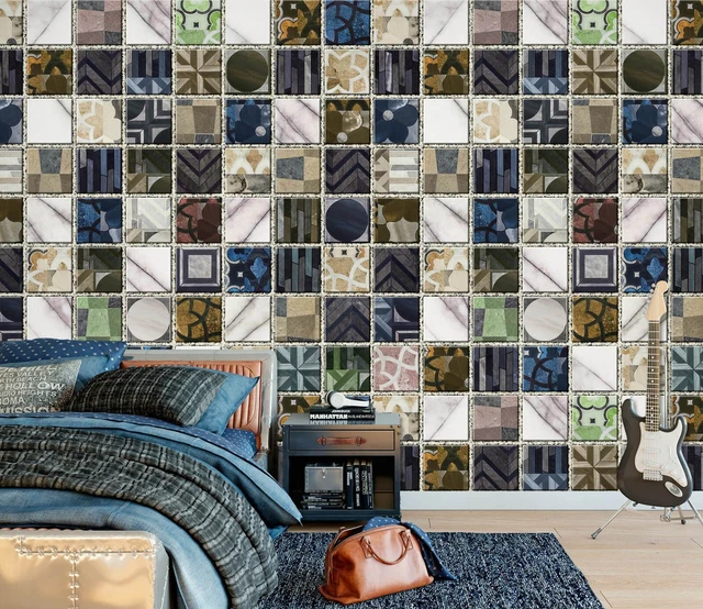 3D RETRO TILE Pattern K3024 Wallpaper Mural Selfadhesive Removable