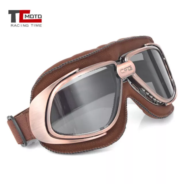 Motorcycle Retro Vintage Aviator Pilot Cruiser Scooter Biker Goggles For Harley