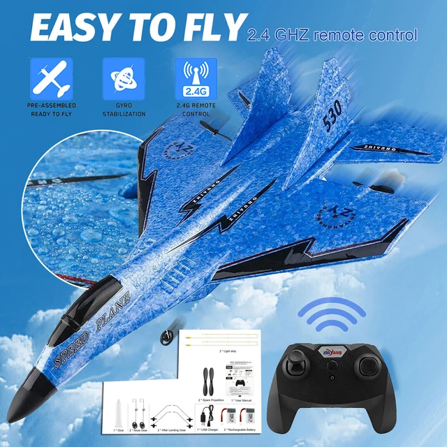 KBIBCK RC Flugzeug Mit LED-Beleuchtung - 2,4 GHz Fernsteuerung Für Coole Flugmanöver