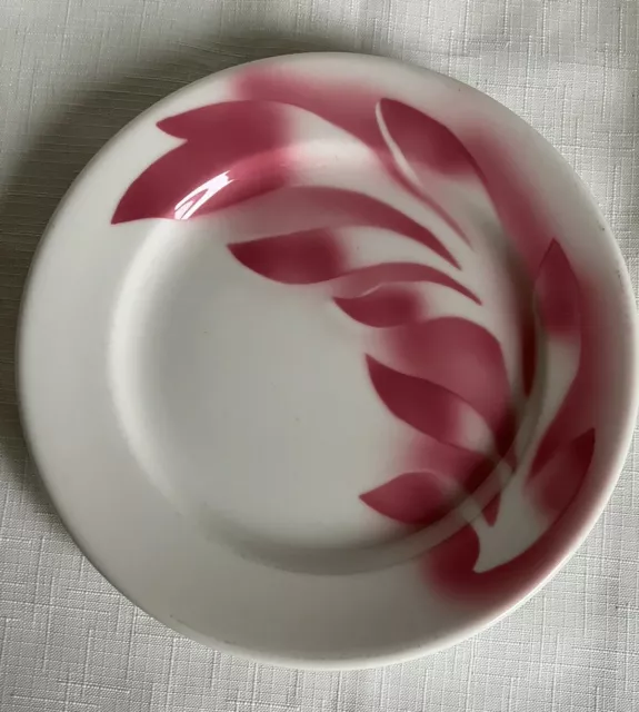 1950’s Syracuse China Pink Leaves Airbrush 7” Dessert Salad Plates
