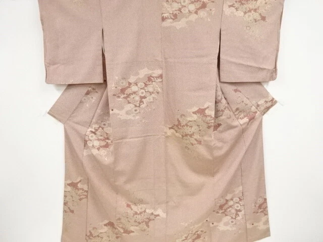 42339# Japanese Kimono / Antique Omeshi Kimono / Woven Kiku & Bamboo Grass