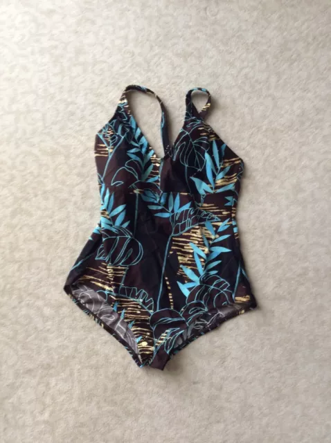 Ladies Brown & Turquoise Speedo Tank Swimsuit Sz 18