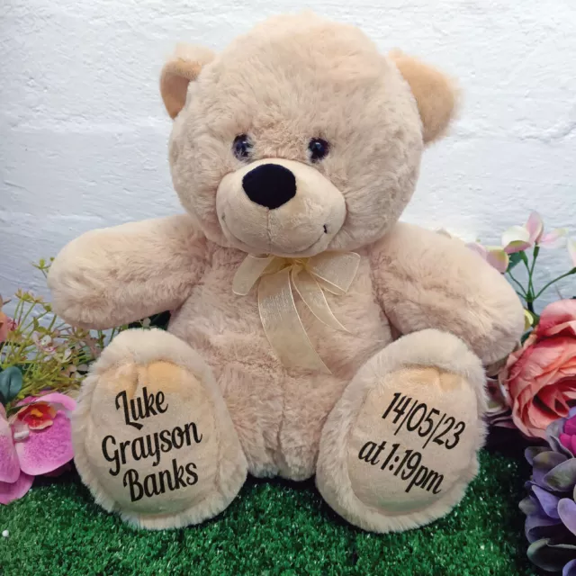 Baby Personalised Teddy Bear 30cm Cream, Newborn Gift