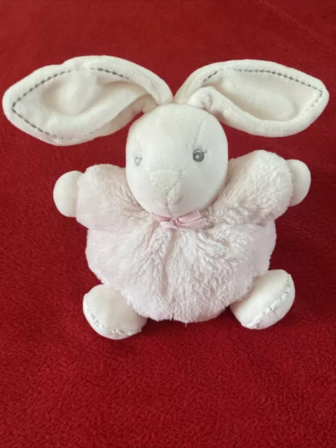 Doudou boule lapin blanc plume rose perle brodé KALOO NEUF