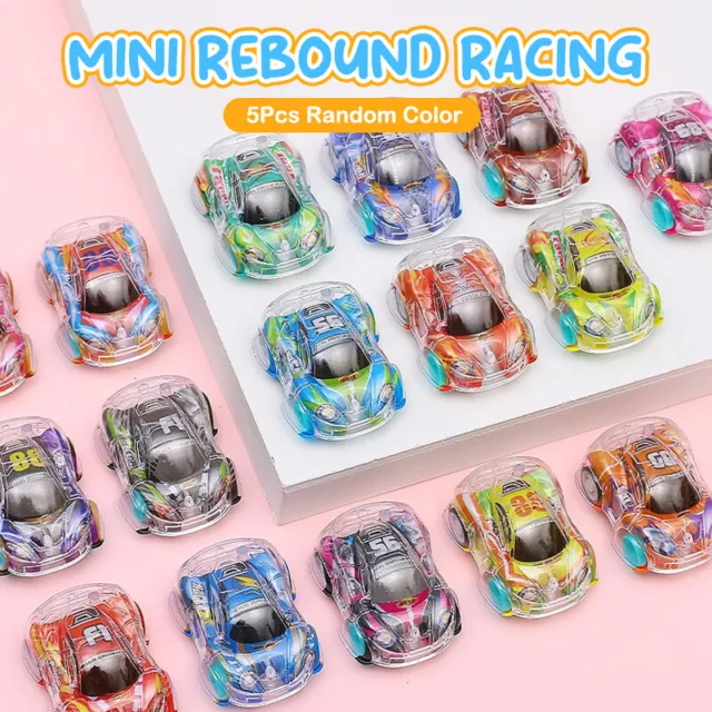 5Pc Double Layer Pull Back Car Mini Automobile Model Toy Kid Birthday PartyF BII