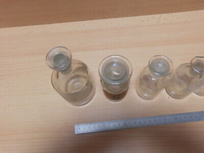 8 ältere Steilbrustflaschen/ Apothekerflaschen Klarglas von 10ml-250ml, gebr. 4