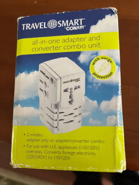 Travel Smart  Conair All-In-One Adapter and Converter Combo Unit  TS253AD  White