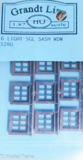 Grandt Line HO #5280 Windows -- Single Sash 6-Light 30 x 28" (Plastic)