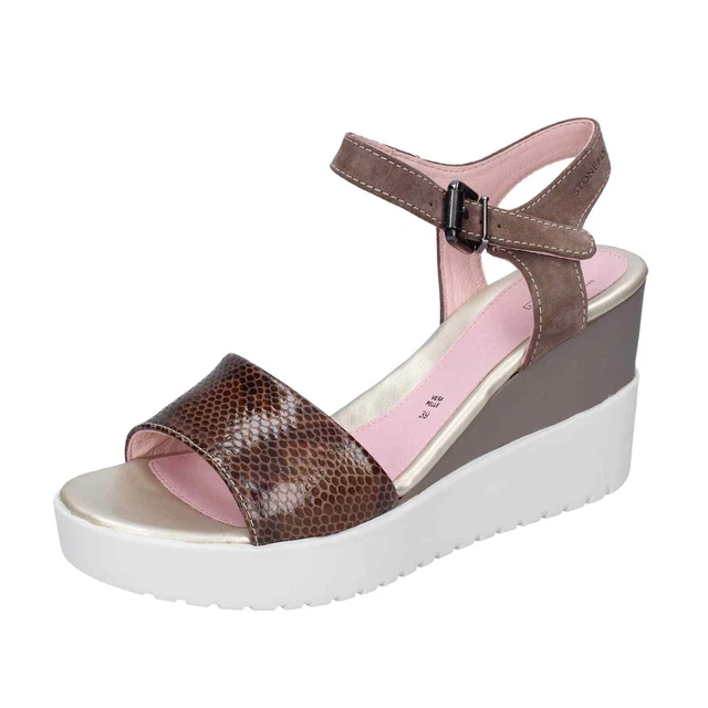 Chaussures Femme STONEFLY 39 Ue Sandales Beige en Daim Brun Cuir BE379-39