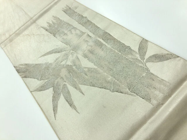 6341275: Japanese Kimono / Antique Fukuro Obi / Woven Bamboo Grass