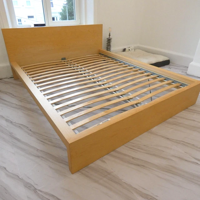 IKEA MALM BED Frame King Size Oak Complete Very Good Length 209 cm