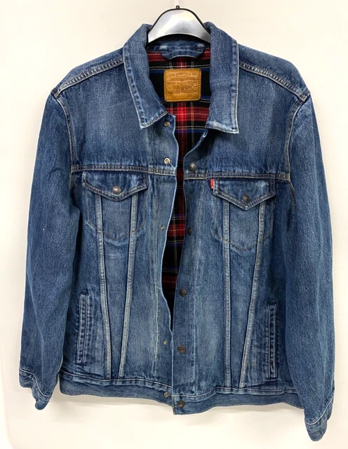 LEVIS JACKET MENS Medium Purple White Tartan Plaid Sherpa Trucker Premium Tab 52.24 PicClick UK