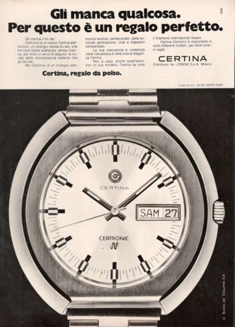 Armbanduhr Certina Certronic Werbung 1 Seite 1972 Original 7B