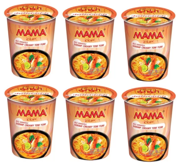 Mama Thai Cup Rice Vermicelli Shrimp Creamy Tom Yum Soup 50G x 12 Cups (Best ...