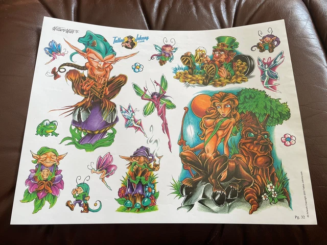 (Lote 21) Hoja de papel de arte flash tatuaje vintage William Webb II 2002