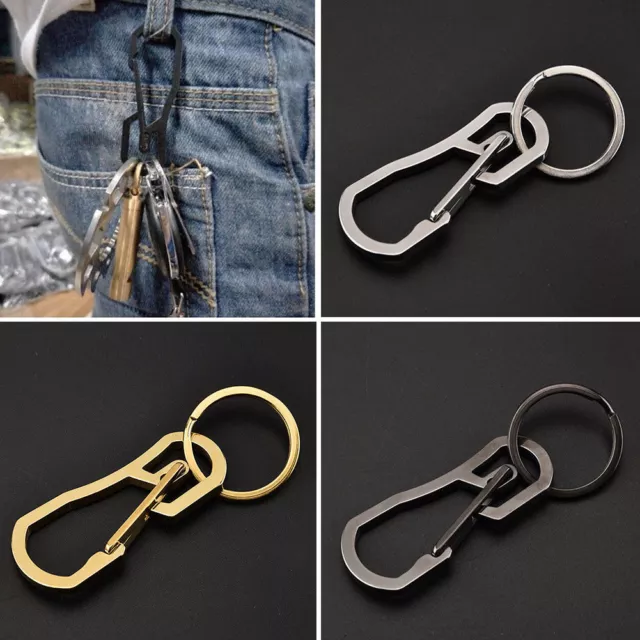 EDC Mini Stainless Steel Key D-ring Buckle Snap Spring Clip Hook Carabiner New.