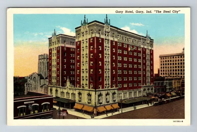 Gary IN- Indiana, Gary Hotel, Aerial Scenic View Area, Vintage Postcard