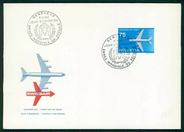 SCHWEIZ FDC 1960 LUFTFAHRT SWISSAIR FLUGZEUG PLANE AVIATION ij60