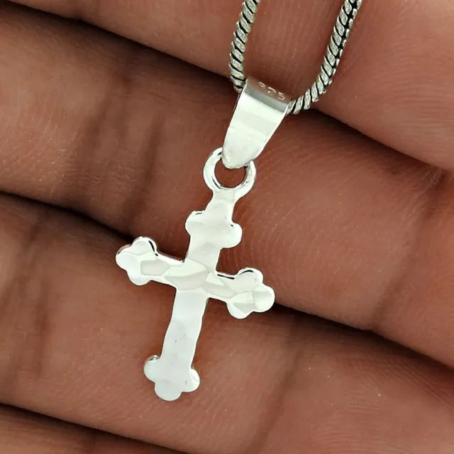 Artisan 925 Solid Sterling Silver Jewelry Pendant Cross D23