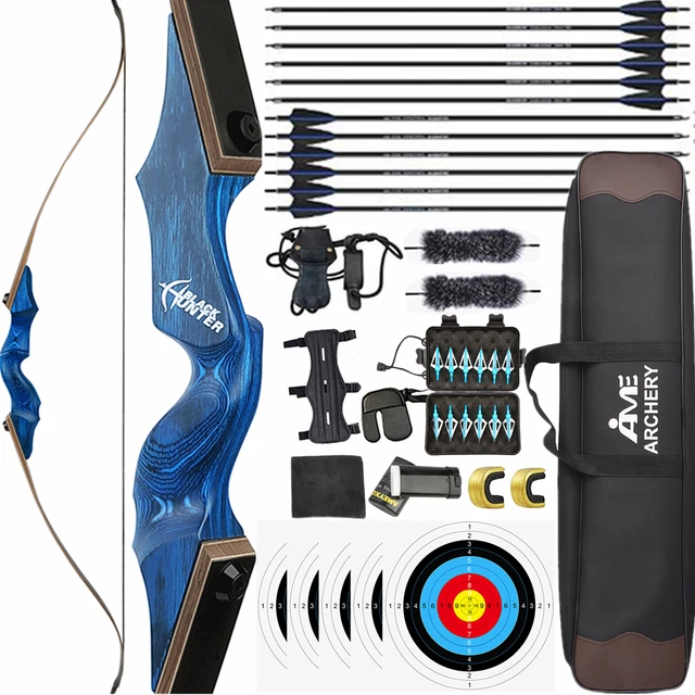 60& RECURVE BOW Arrow Set Archery 20-60lbs Bamboo Core Limbs Shoot ...