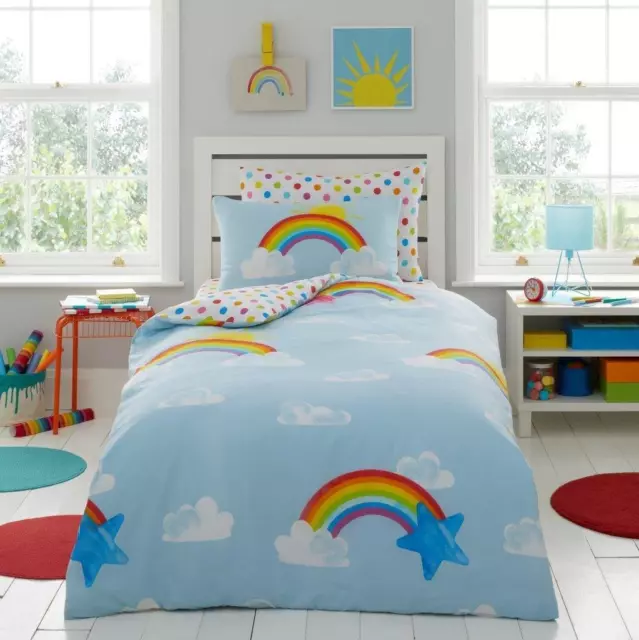 Sunny Rainbow Duvet Cover Kids Bedding Set Or Sheet Set Or Curtain