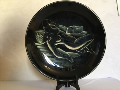 Plat céramique faïence JMD décor floral 