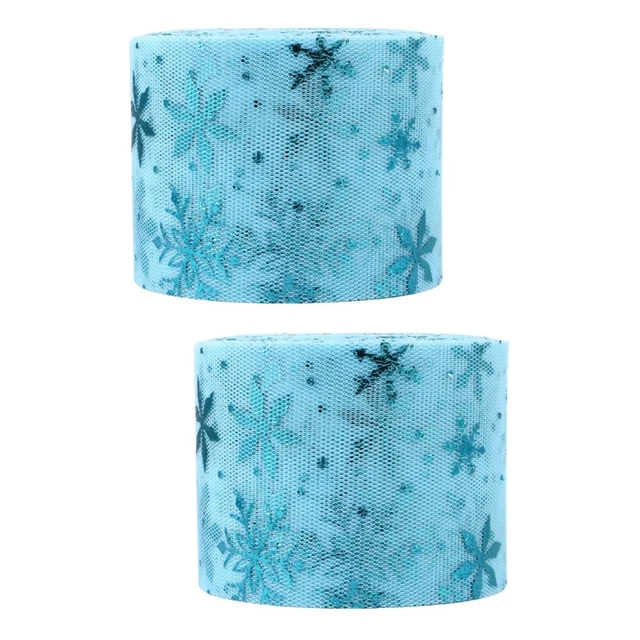 2 Sets Winter Band Hochzeit Tüll Rollen Tüll Band Weihnachten Tüll Stoff 9