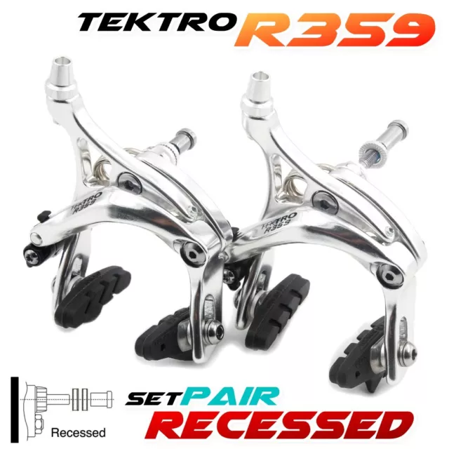 Tektro R359 Road Bike Brake Caliper Long arms 47~59mm (Recessed) Set/Silver