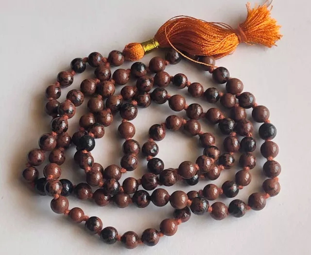 6.5mm Mogano Diaspro Gemma Preghiera Perlina, 108 Mala Yoga Meditazione