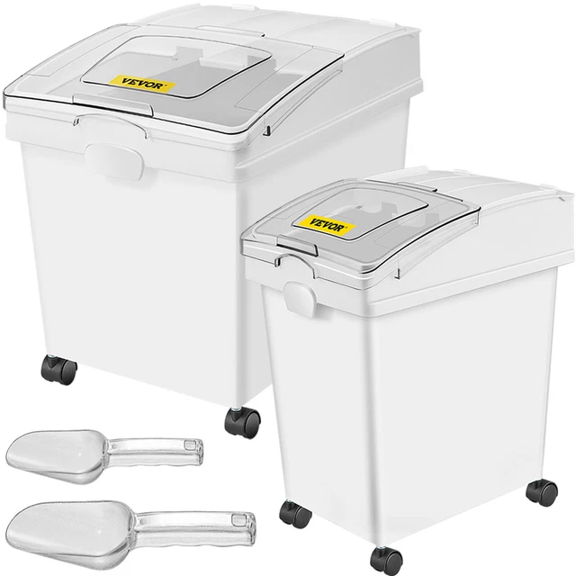 10.5/6.6 Gal Ingredients Storage Organizer Bin With Lid Plastic Mobile Slant Top