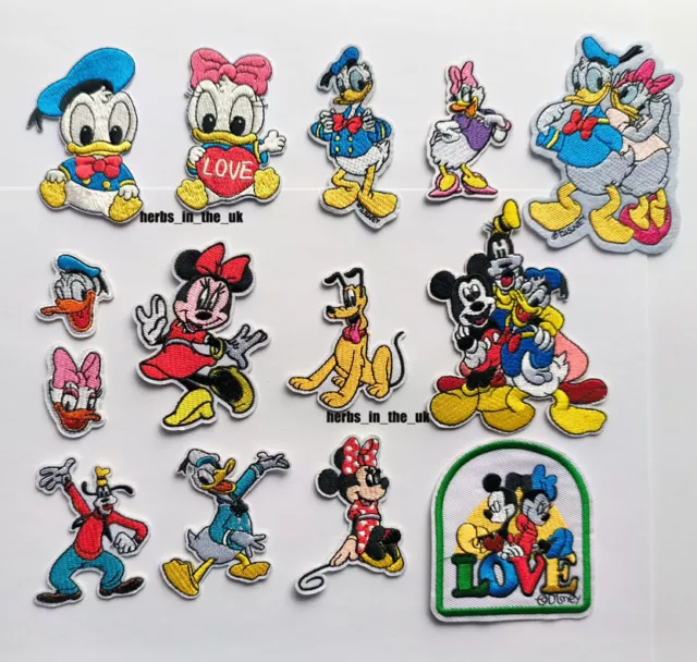 New Mickey Mouse Disney Minnie Donald Duck Patches Badges Iron On Sew On
