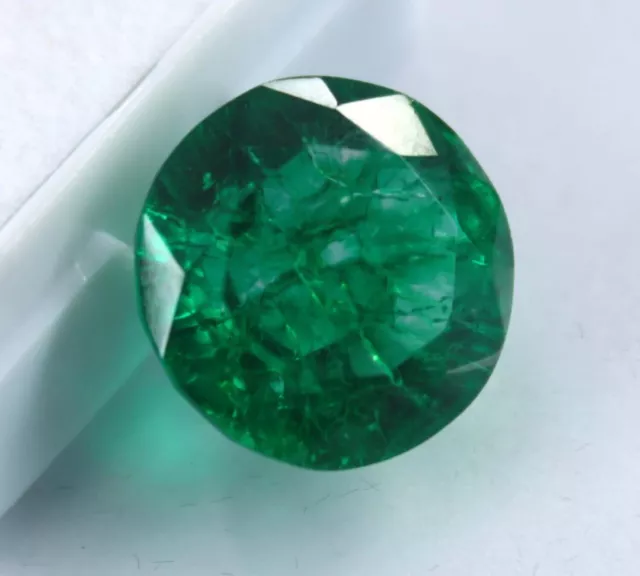 9 Ct Natural Untreated Green Round Colombian Emerald CERTIFIED Loose Gemstone
