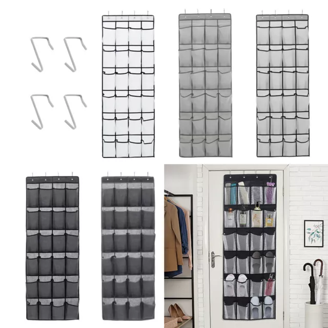 24 Large Mesh Pockets Hanging Over Door Shoe Organiser Storage Rack Shoes Hanger