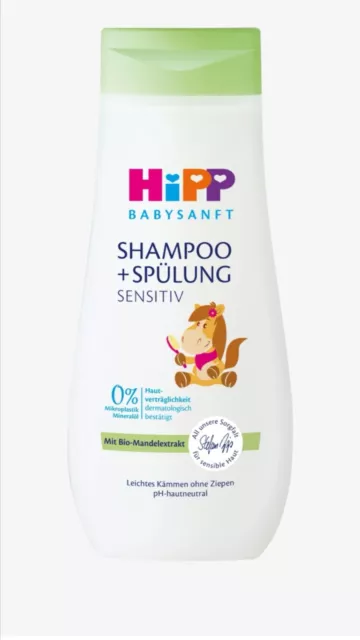 3x 200ml Hipp Babysanft Shampoo + Spülung Sensitiv Bio-Mandelextrakt sanft