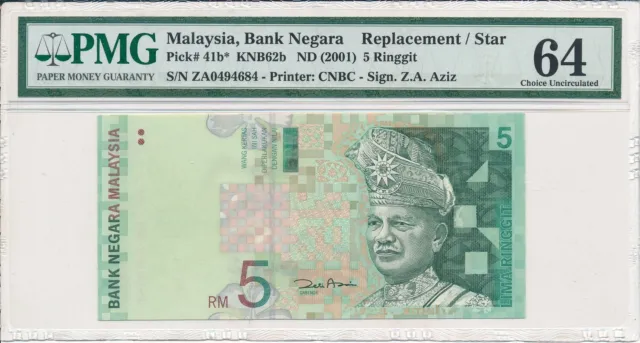 Bank Negara Malaysia  5 Ringgit ND(2001) Replacement/Star PMG  64