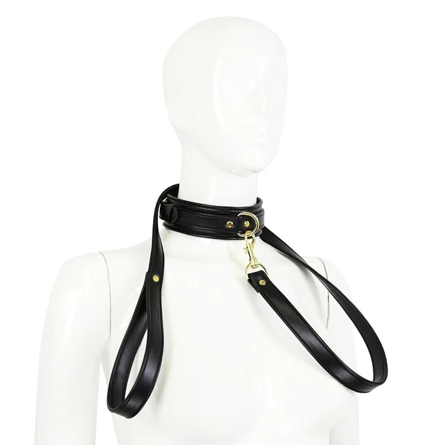 Collier De Cou En Cuir Rembourré Avec Laisse Chaîne – Jeu De Rôle BDSM