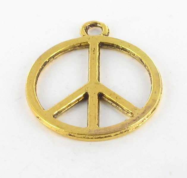 Anhänger aus Metall Grand Peace And Love Golden 2 CM (10 Stück)
