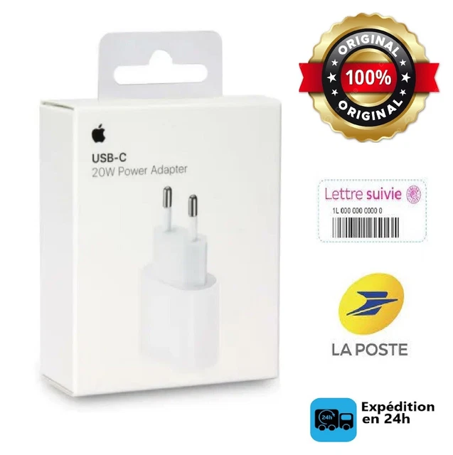 Bloc chargeur secteur rapide 20W USB-C pour iPhone 14/13/12/11/PRO/MAX