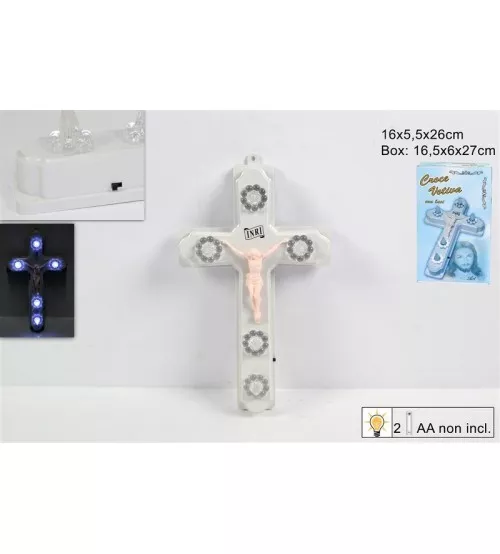 Croce Votiva Con 5 Luci Led Per Tombe Cimitero Cari Familiari dfh