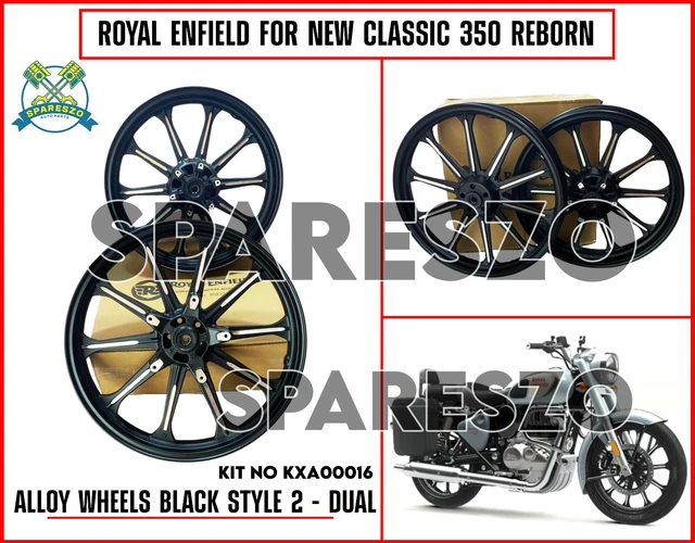 ROYAL ENFIELD &NEW Classic 350 REBORN" Black Style 1 "Alloy Wheels ...