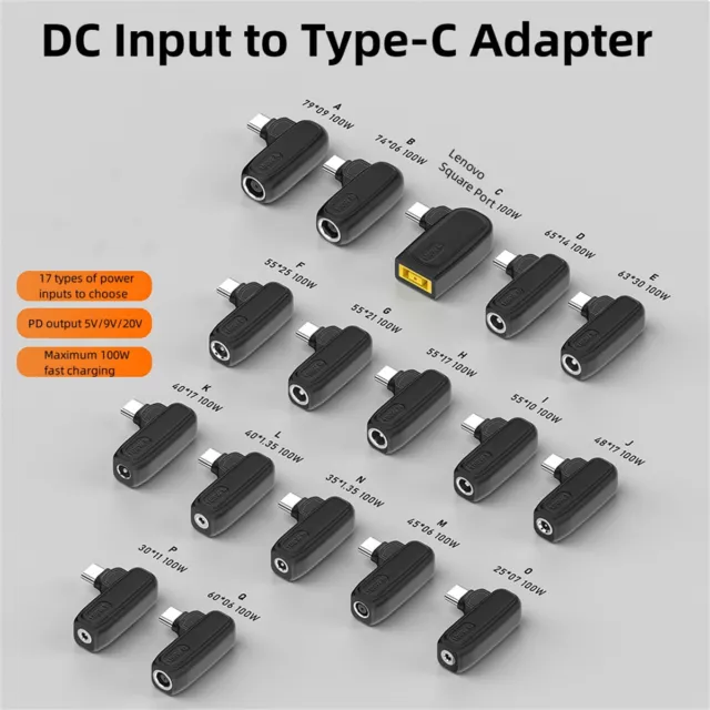 Adaptateur de chargeur d'alimentation USB PD 100W DC femelle vers mâle de type C