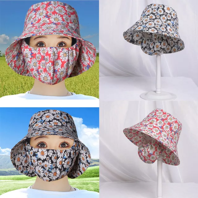 Bucket Hat Tea Picking Cap With Mask Sunscreen Hat  Outdoor Sports