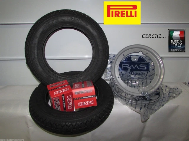 Kit 3 Tires Vespa 50 Special R L - White Band 3.00-10 - Made In Italy