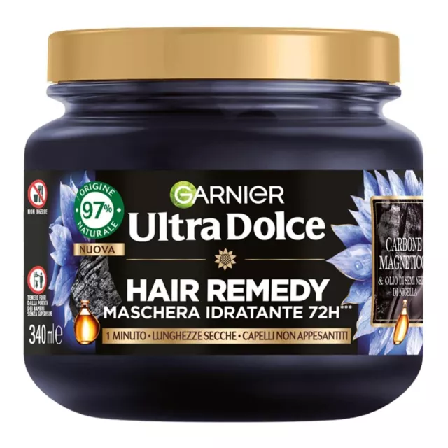 Garnier Ultra Dolce Carbone Magnetico, Maschera Idratante Hair Remedy, 94% Origi