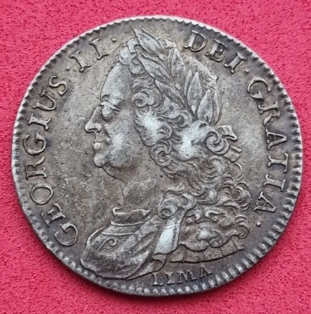 1745 George II Silver Half Crown Lima Issue S.3695 Ref355