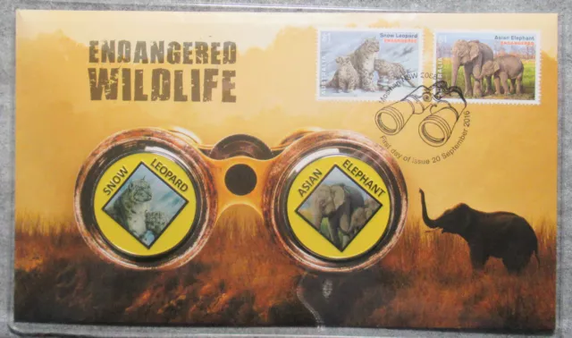 Australia 2016 Endangered Wildlife Elephant  Leopard   PNC inc 2 Medallion Medal