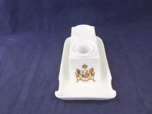 Vintage Crested Ware Pen and Ink Stand - Douglas Isle of Man.